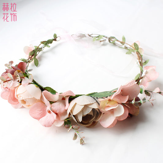 Cloth art the peach blossom floral headband 2446E